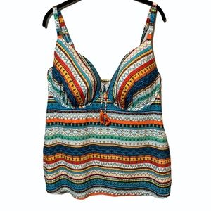 Cacique Swim Multicolored Tankini Top